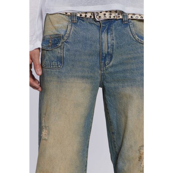 Jaded London Jeans Mens 30 Sandwash Blaze Slim Flare Fit Distressed Y2K Grunge - Picture 3 of 16